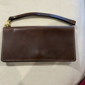 Clayton & Crume genuine leather brown wristlet/wallet. New!